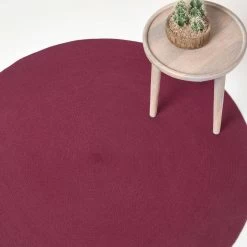 Plum Handmade Woven Braided Round Rug, 150 Cm