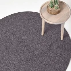 Grey And Black Melange Braided Rug