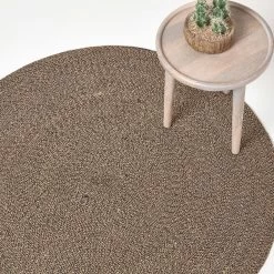 Linen And Black Melange Braided Rug