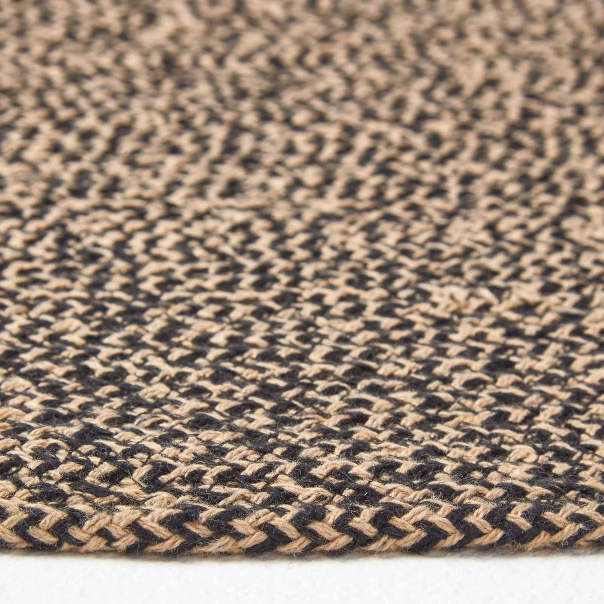Linen And Black Melange Braided Rug - Image 4