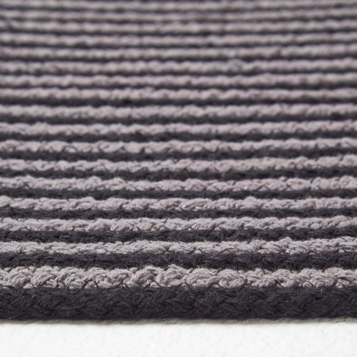 Grey And Black Handmade Woven Spiral Braided Rug - Image 4