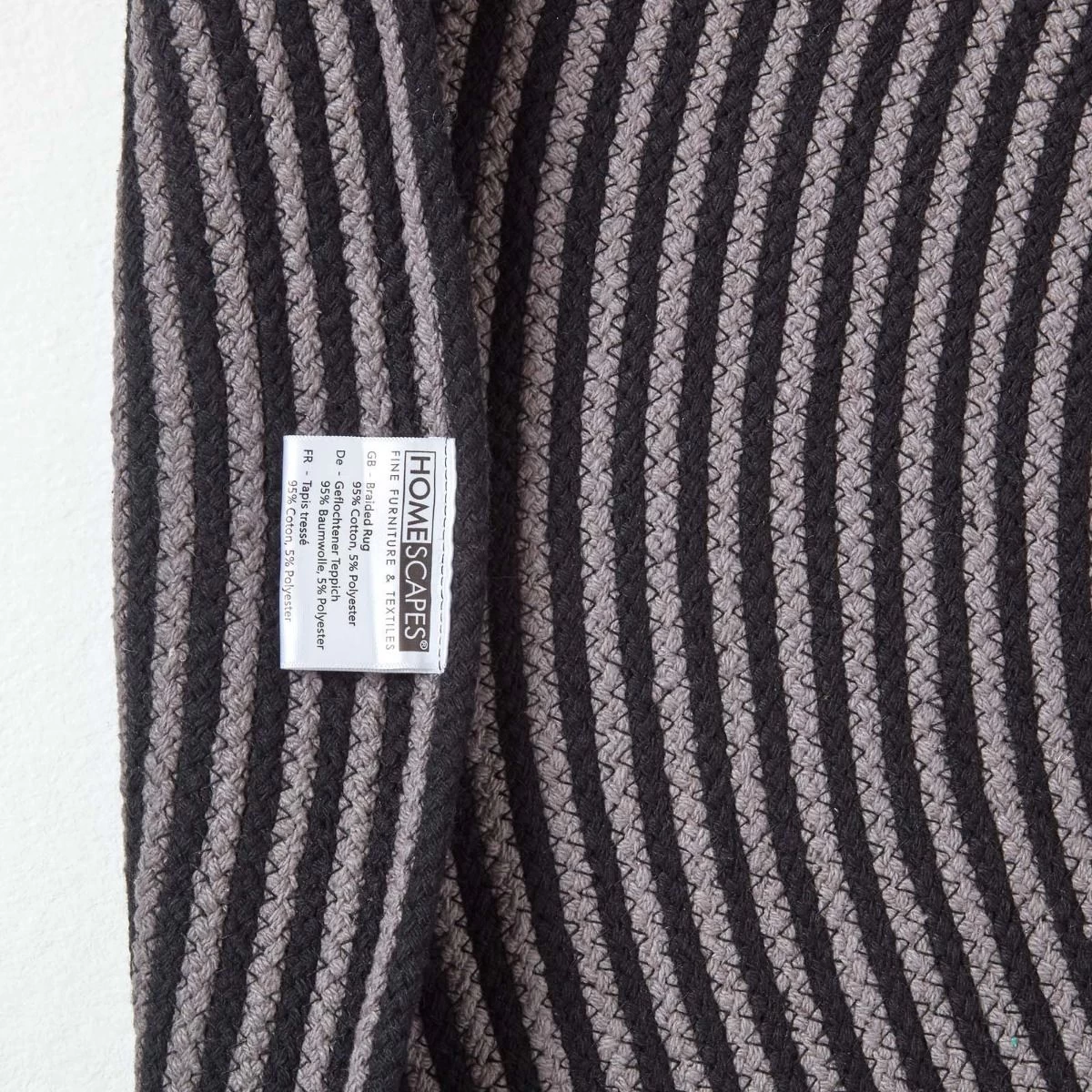 Grey And Black Handmade Woven Spiral Braided Rug - Image 5