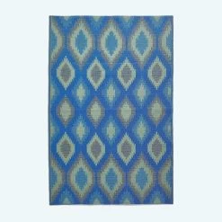 Amber Ikat Green & Blue Outdoor Rug
