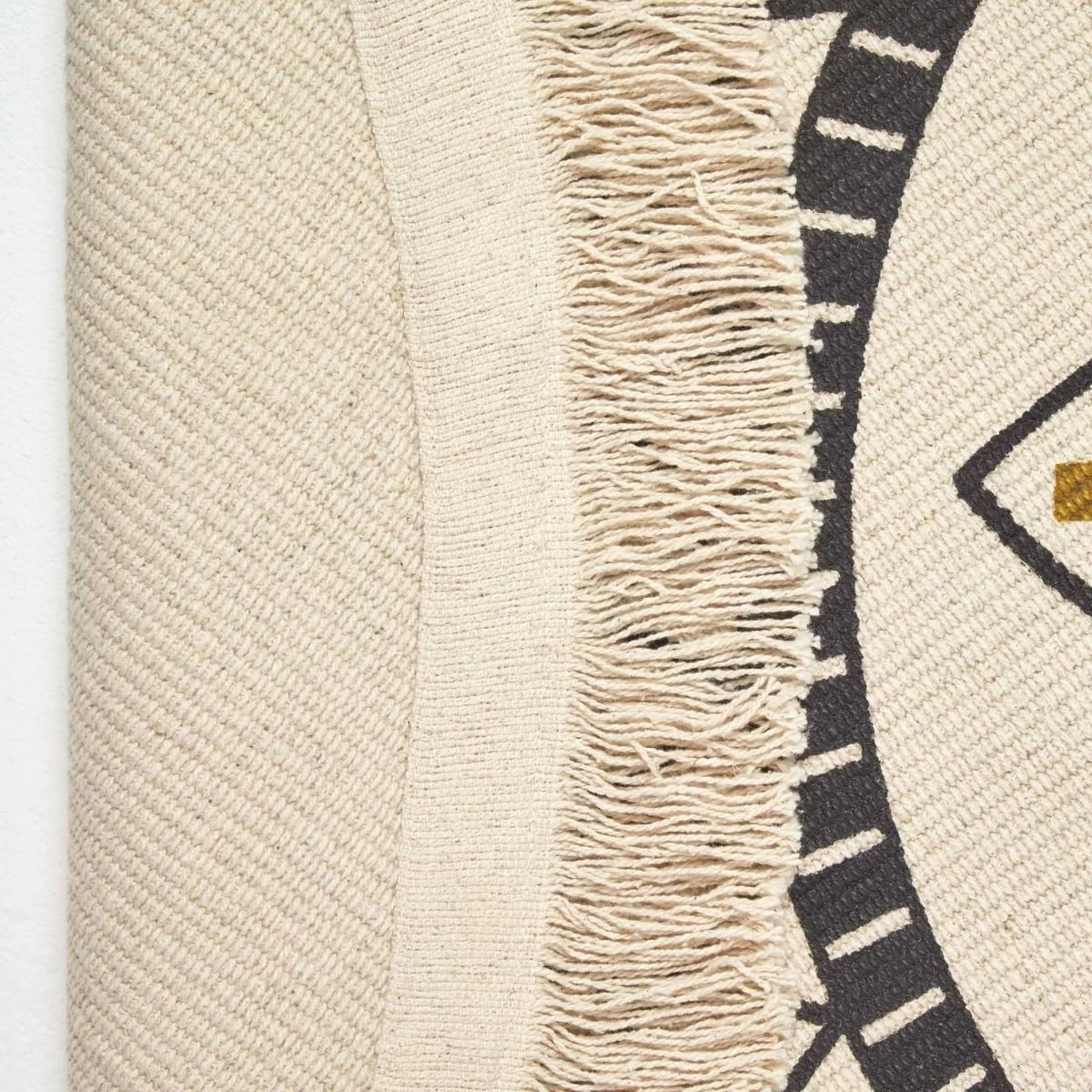 Black & Gold 100% Cotton Mandala Printed Round Rug - Image 5