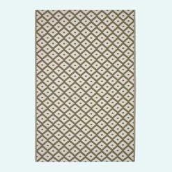 May Geometric Olive Green Outdoor Rug