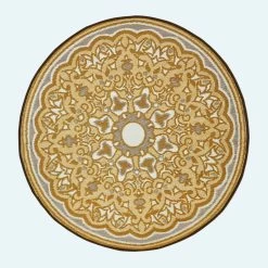 Rae Yellow Round Outdoor Rug, 180 Cm