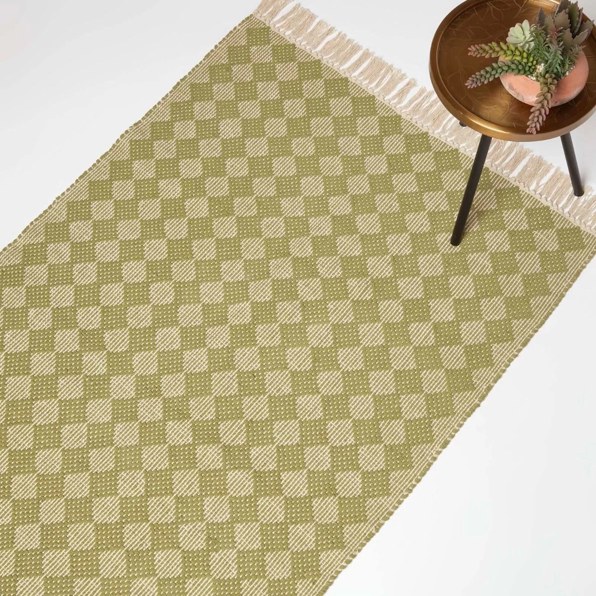 Lima Handwoven Green Cotton Textured Rug