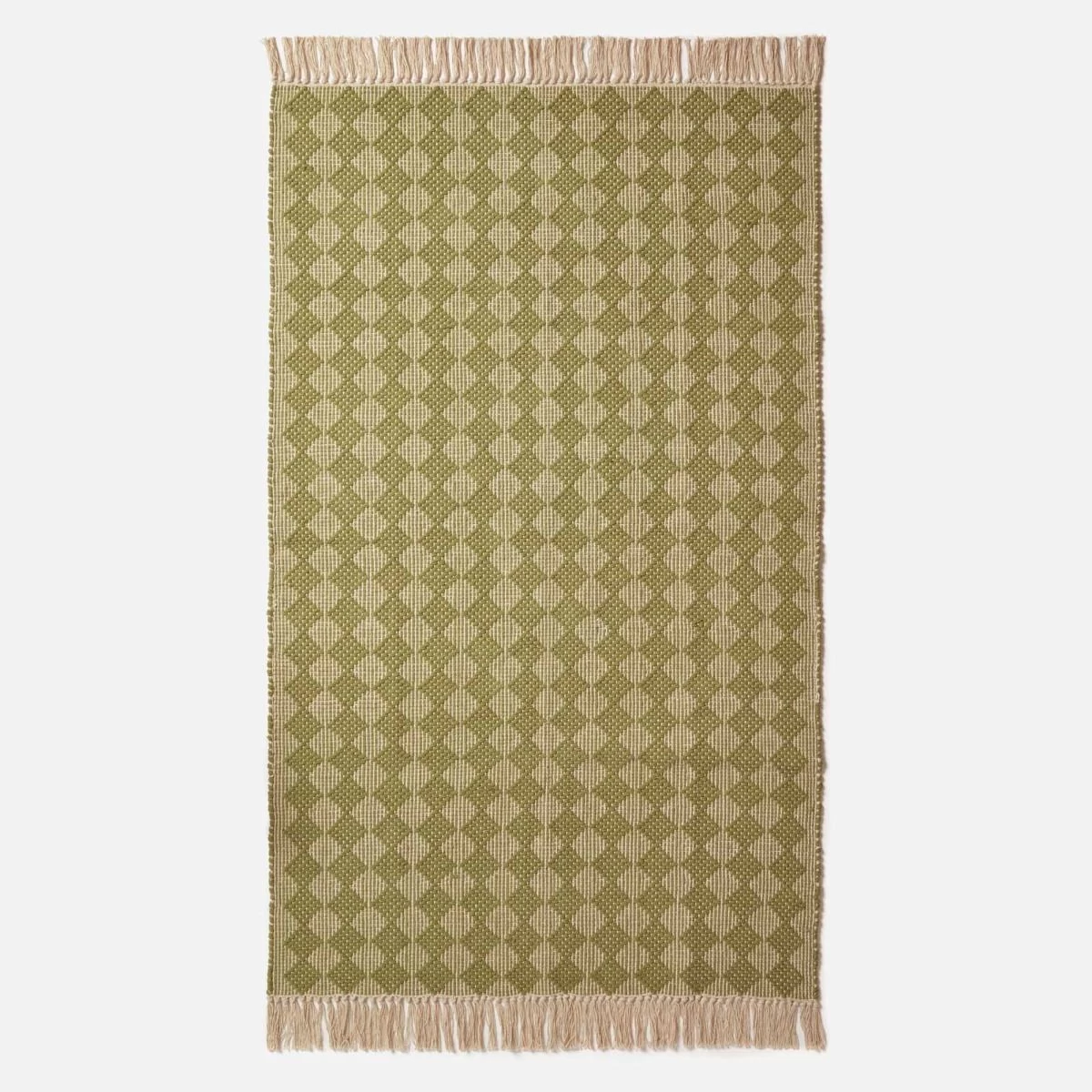 Lima Handwoven Green Cotton Textured Rug - Image 2