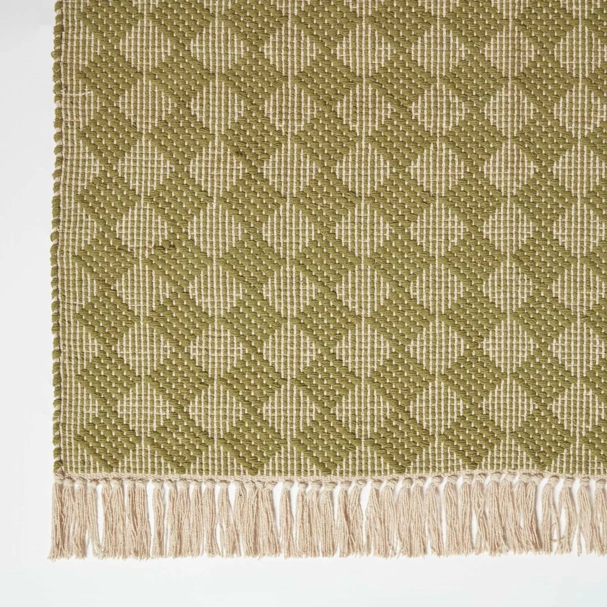 Lima Handwoven Green Cotton Textured Rug - Image 3