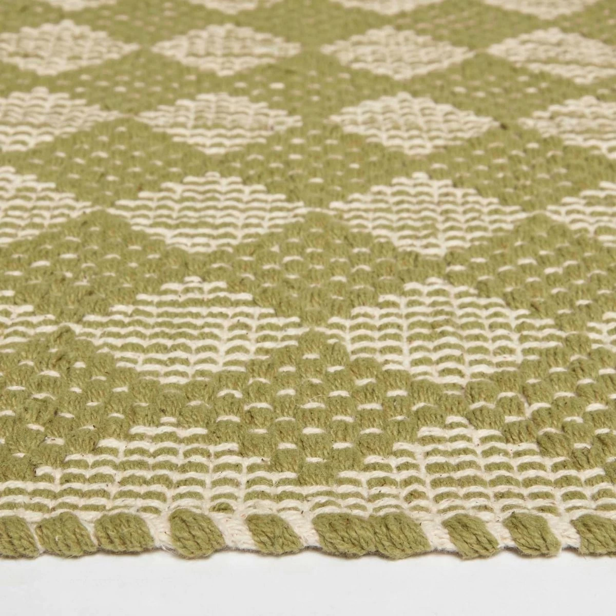 Lima Handwoven Green Cotton Textured Rug - Image 4