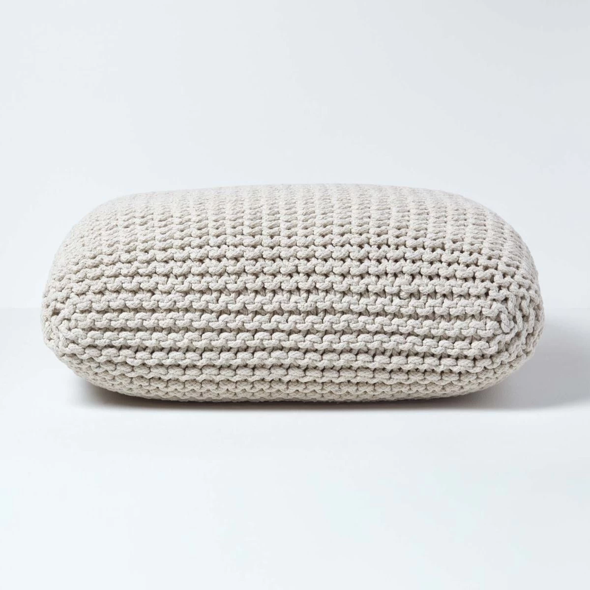 Natural Square Cotton Knitted Pouffe Floor Cushion