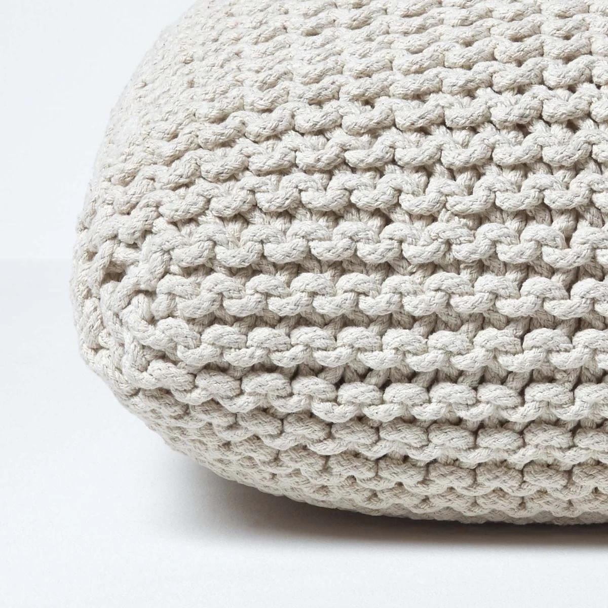 Natural Square Cotton Knitted Pouffe Floor Cushion - Image 4