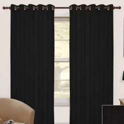 Black Thermal Blackout Eyelet Curtain Pair, 66 X 72"
