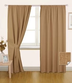 Latte Pencil Pleat Blackout Curtain Pair, 66 X 72"