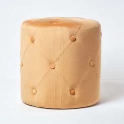 Windsor Velvet Footstool, Mustard