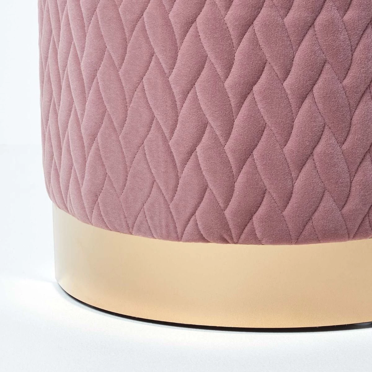 Kensington Velvet Round Footstool, Pink - Image 3