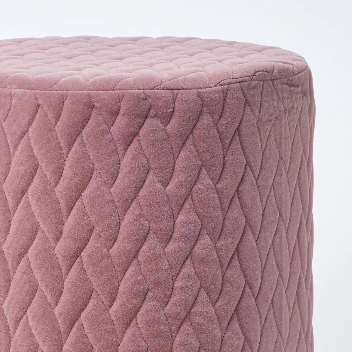 Kensington Velvet Round Footstool, Pink - Image 4
