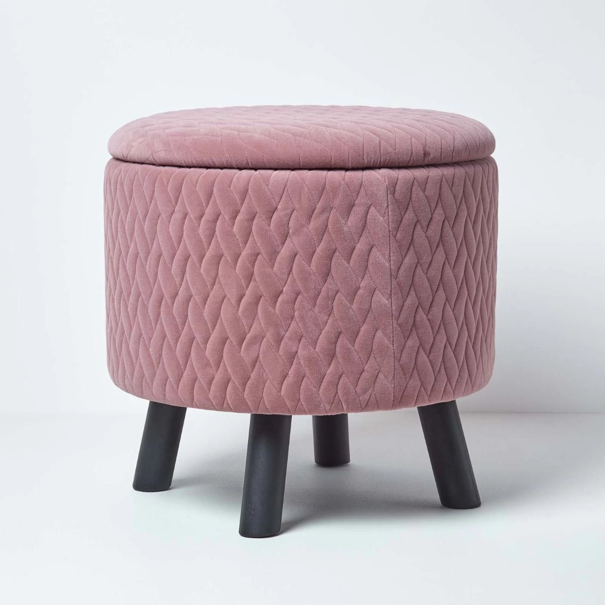 Balmoral Velvet Footstool With Storage, Pink
