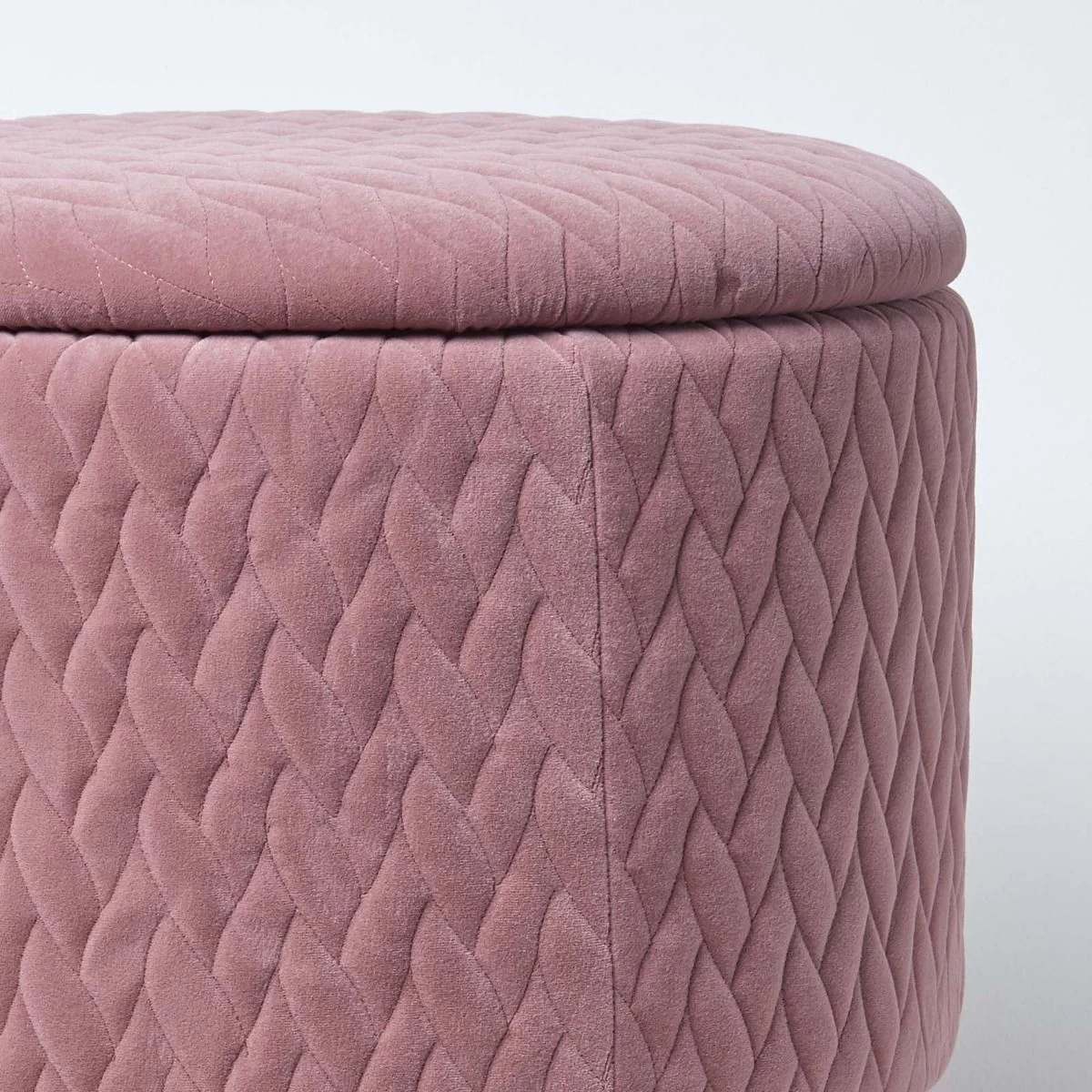 Balmoral Velvet Footstool With Storage, Pink - Image 6