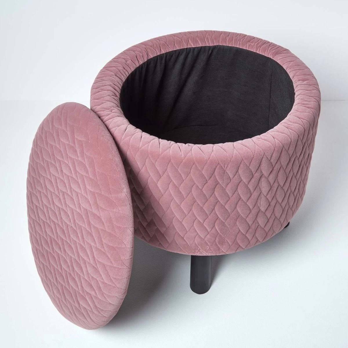 Balmoral Velvet Footstool With Storage, Pink - Image 7