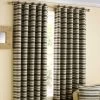 Charcoal And Beige 'Horizon' Striped Ready Made Eyelet Curtain Pair