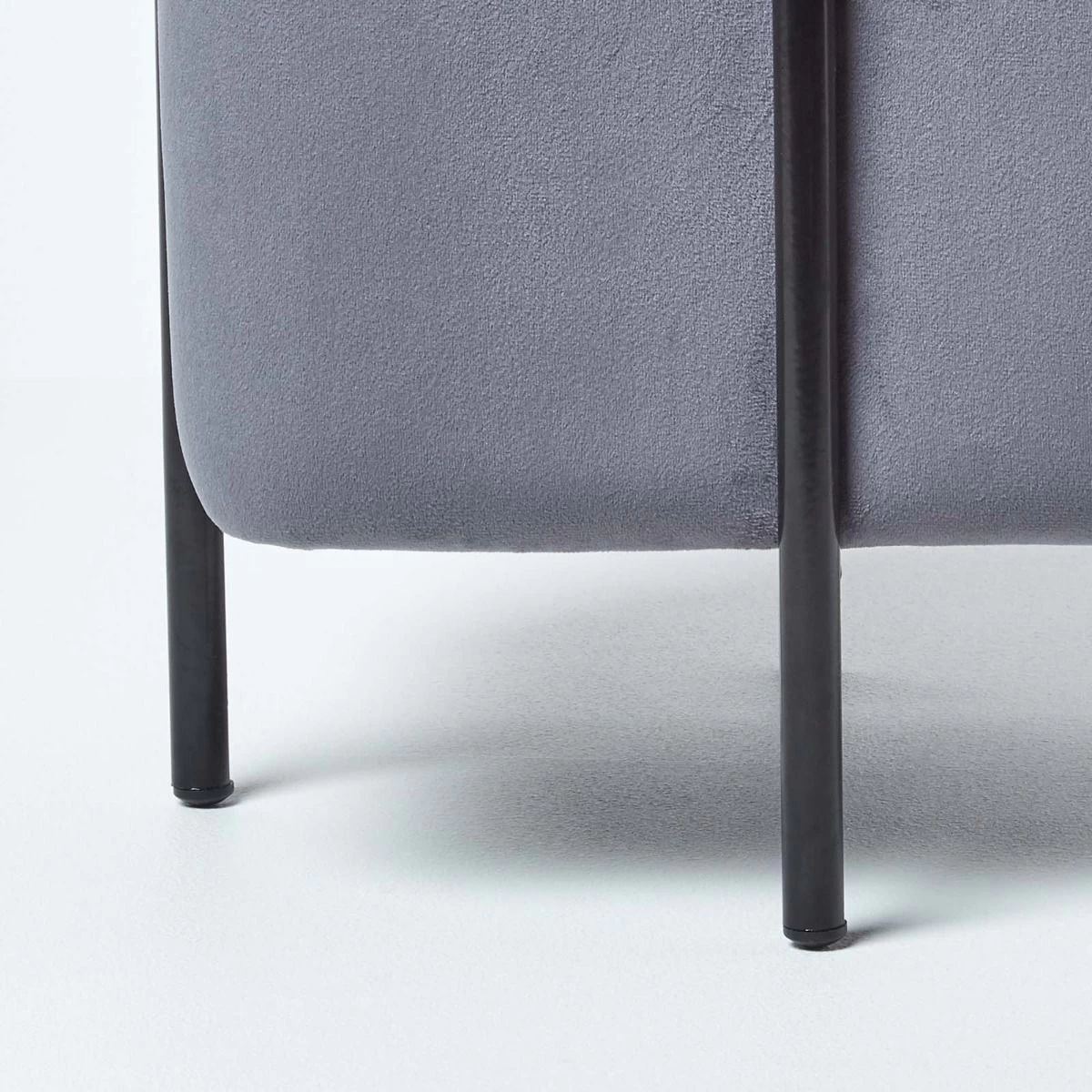 Osborne Velvet Footstool Cube With Legs, Grey - Image 6