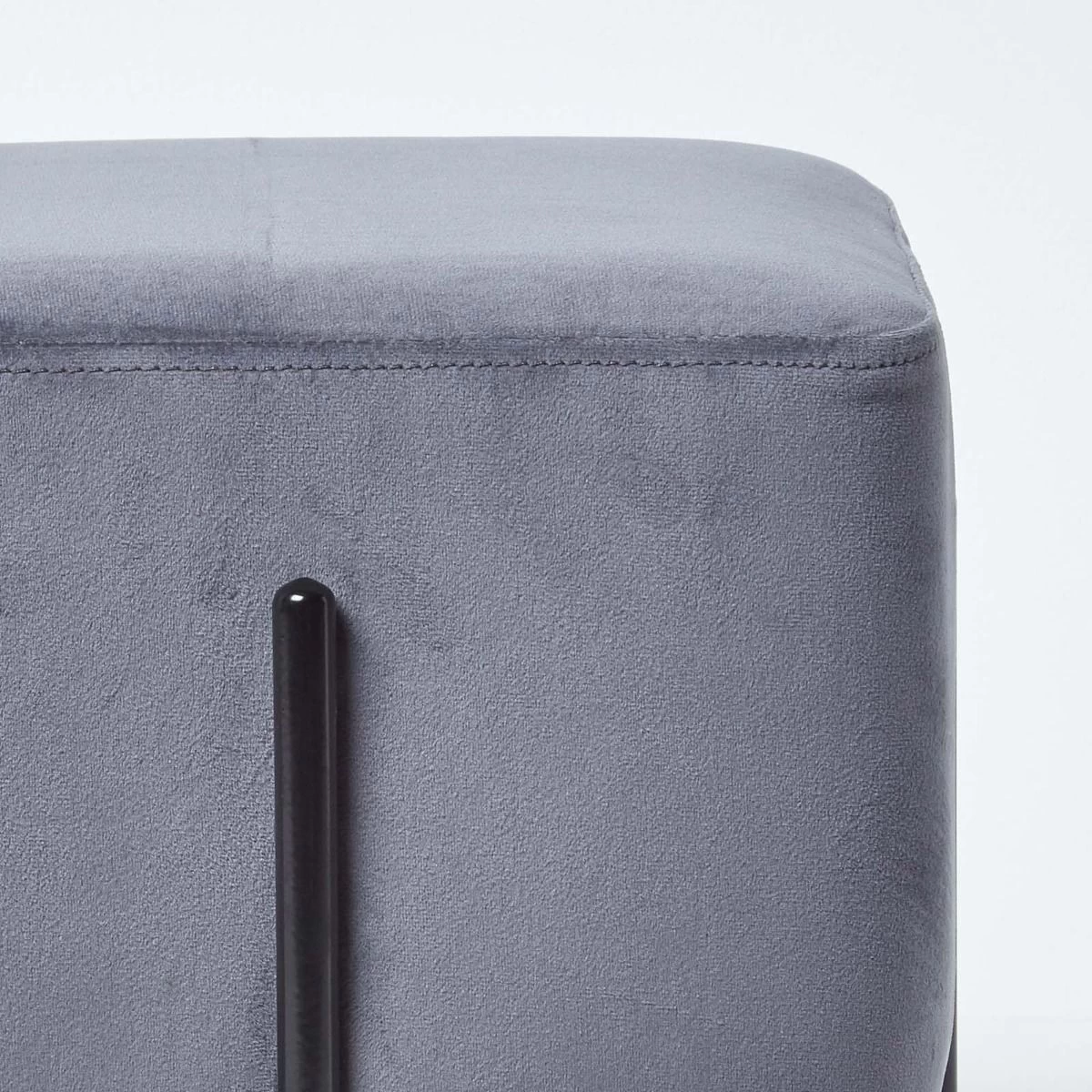 Osborne Velvet Footstool Cube With Legs, Grey - Image 7