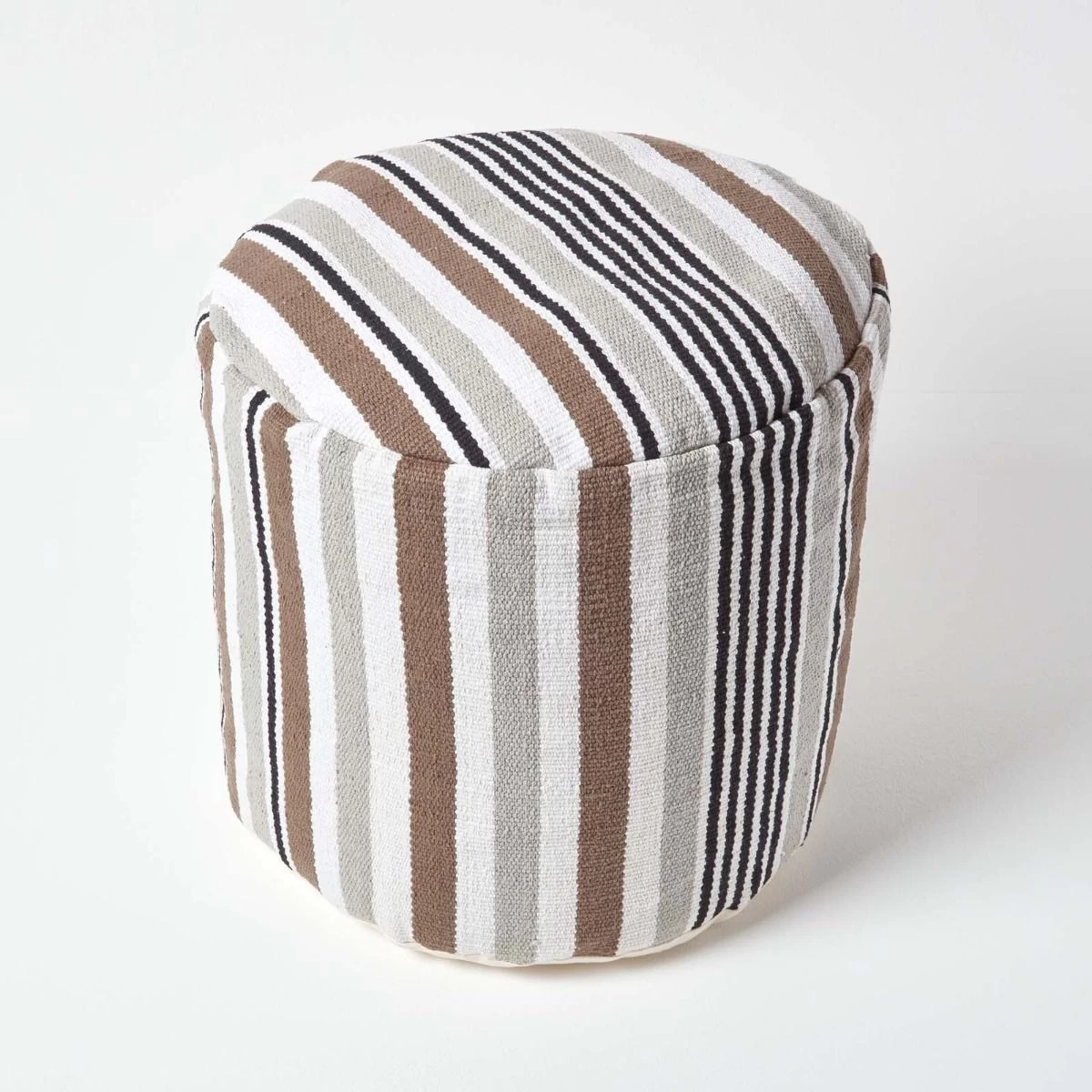 Grey, Black And White Stripe Bean Filled Pouffe Tall 45 X 40 Cm - Image 3