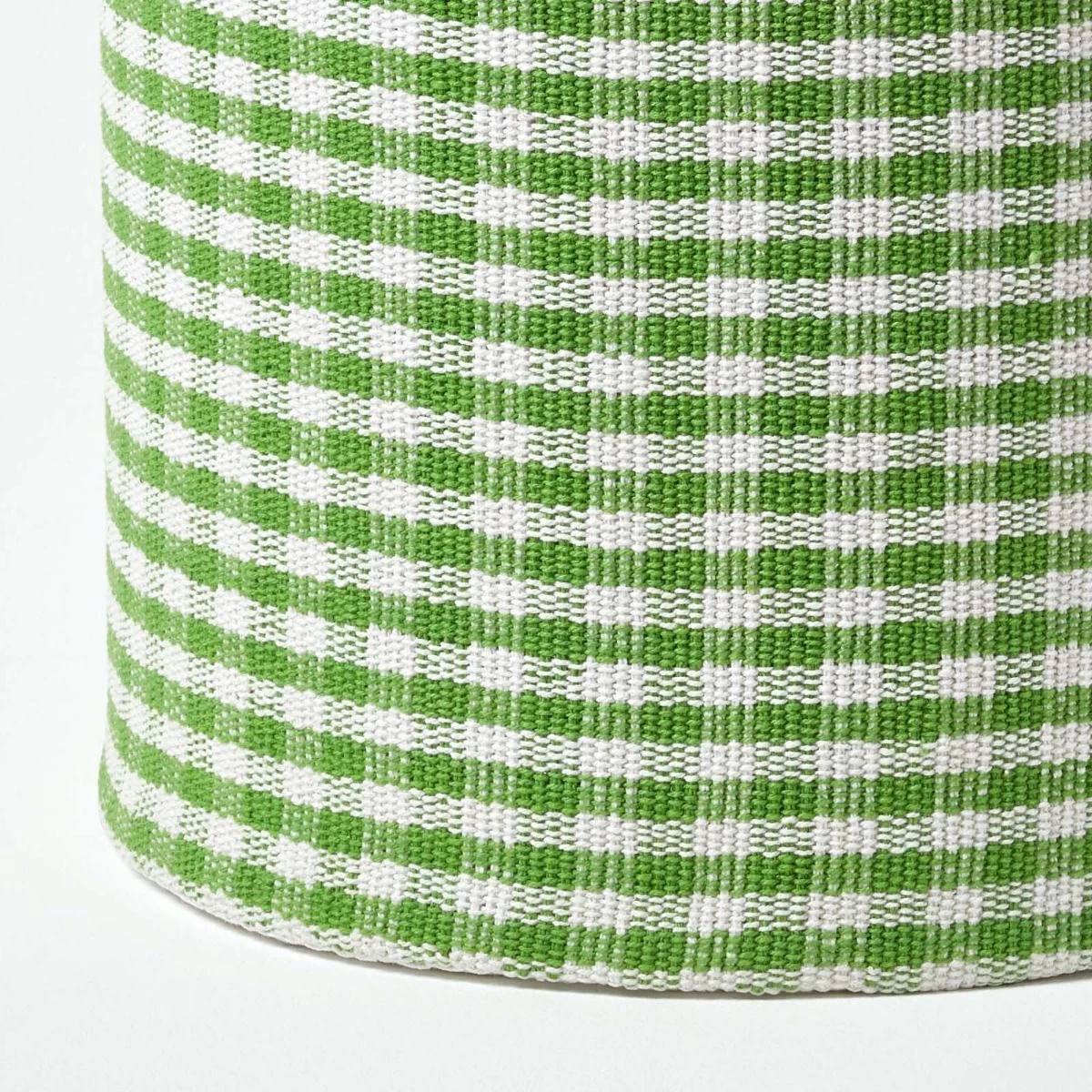 Green Gingham Check Round Pouffe Cotton 40 X 42 Cm - Image 4