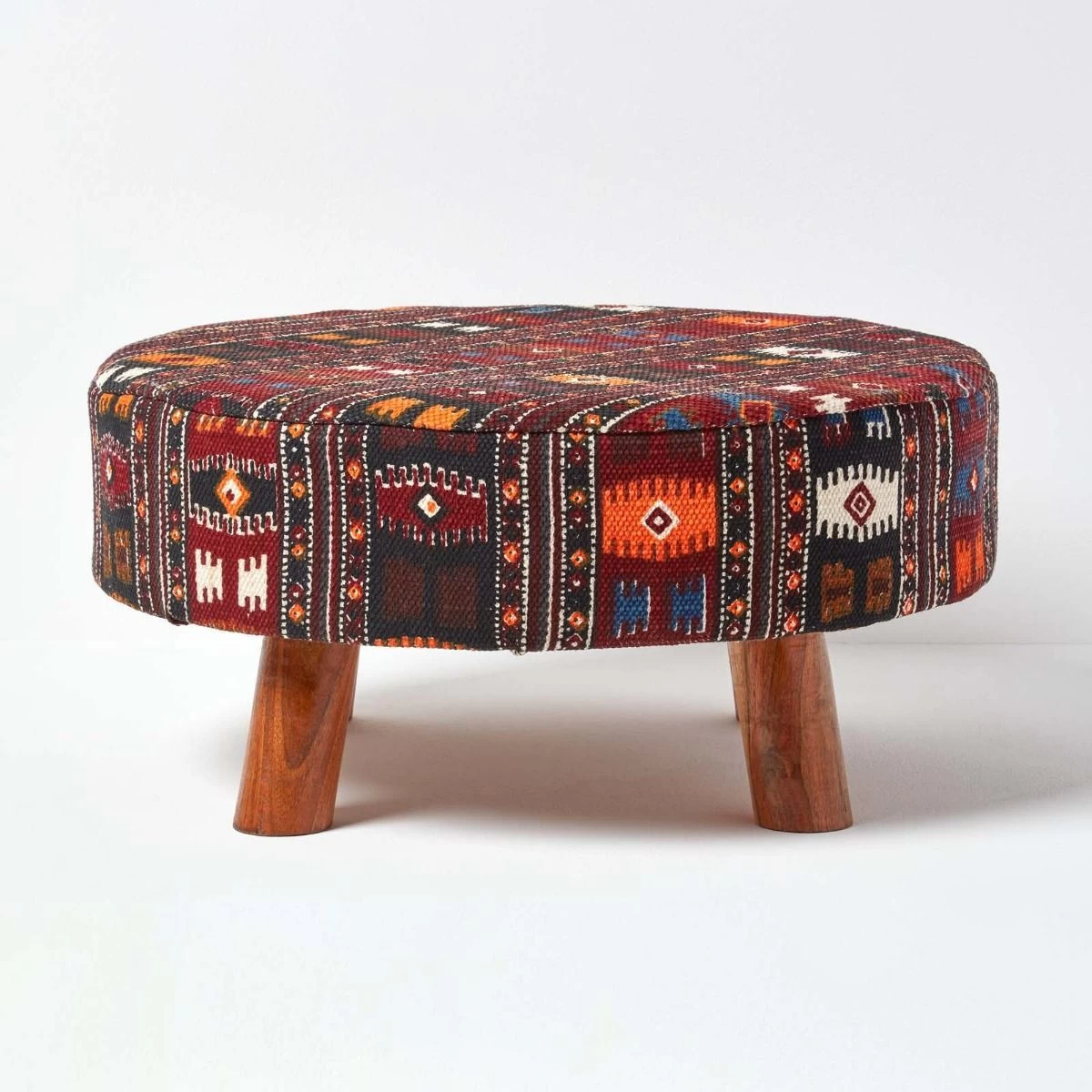 Flat Kilim Footstool With Legs