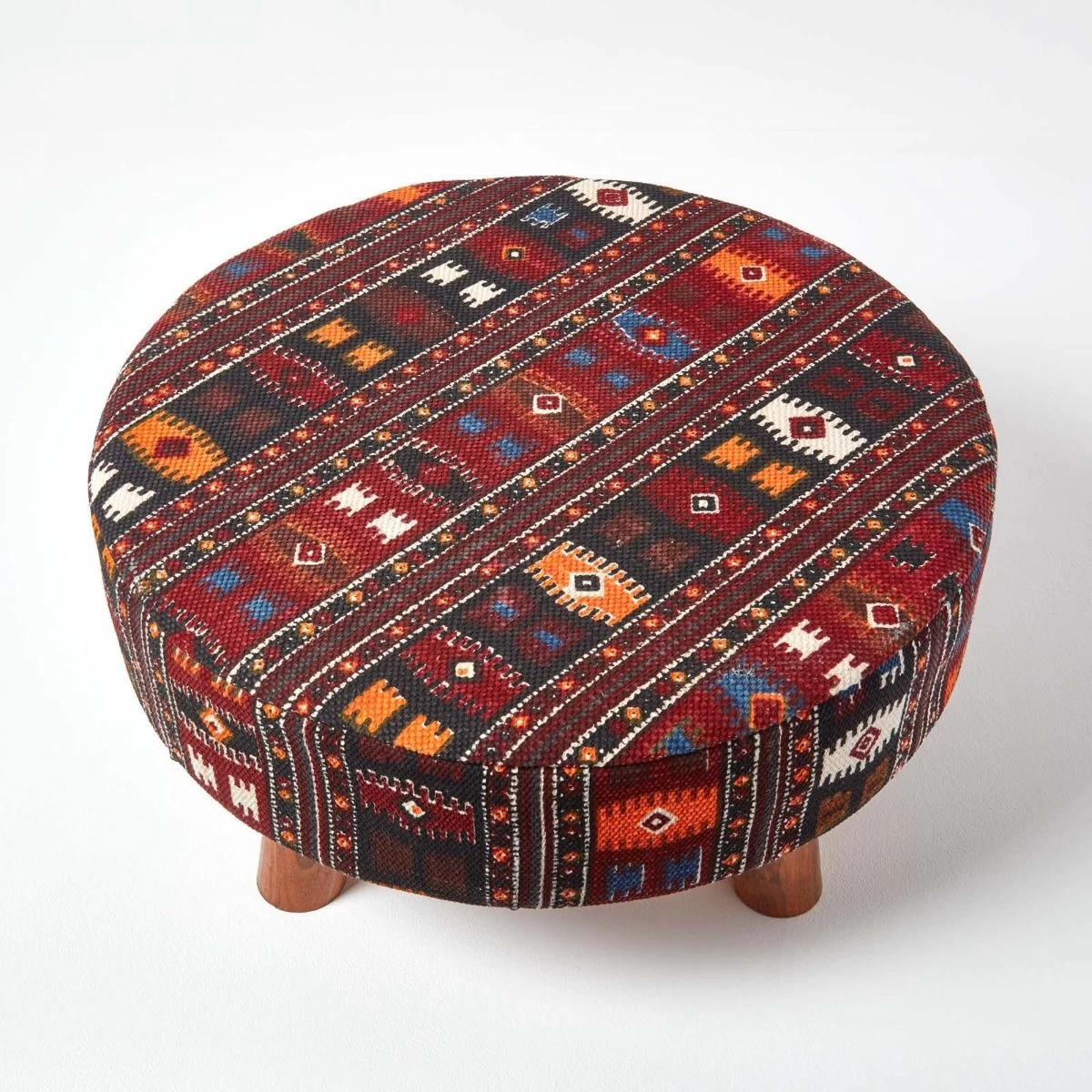 Flat Kilim Footstool With Legs - Image 3