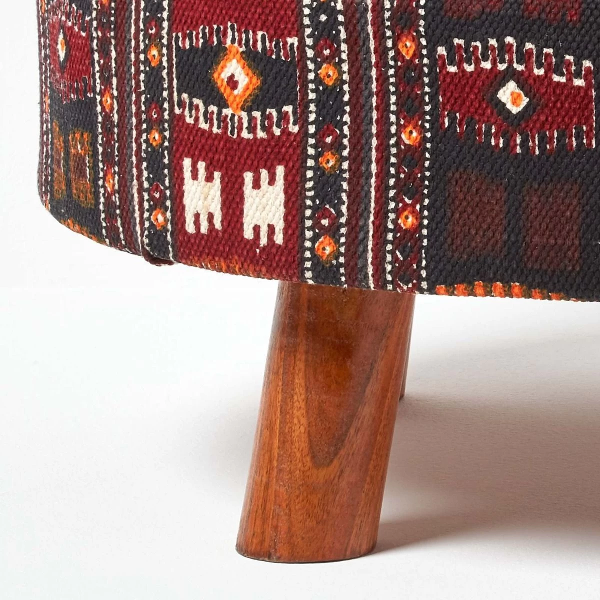 Flat Kilim Footstool With Legs - Image 4