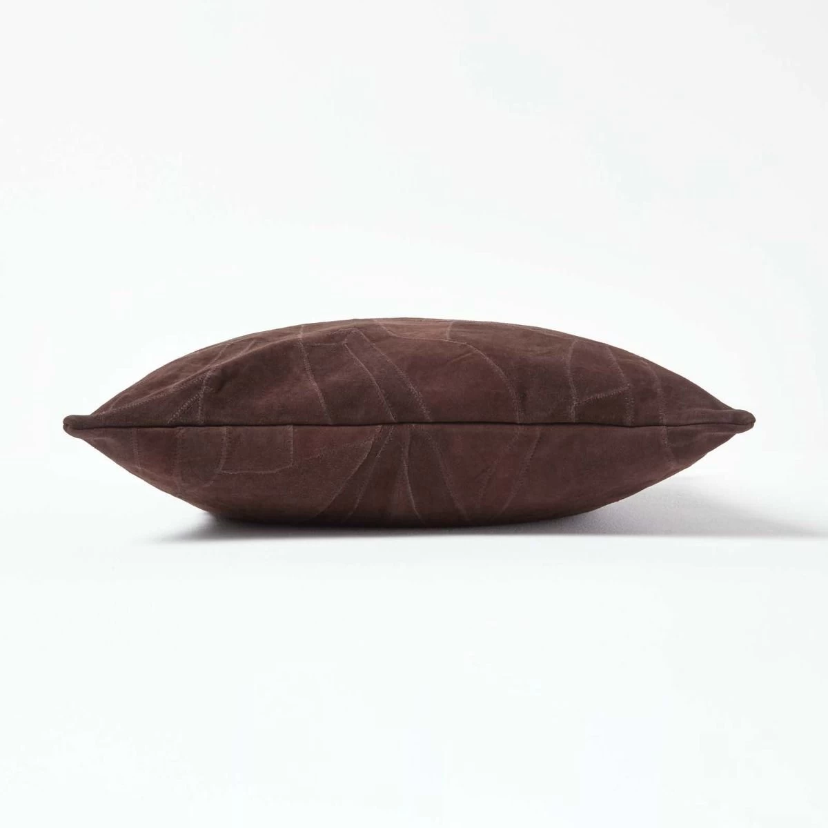 Chocolate Brown Real Leather Suede Cushion With Feather Filling - Image 2