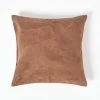 Tan Brown Real Leather Suede Cushion With Feather Filling