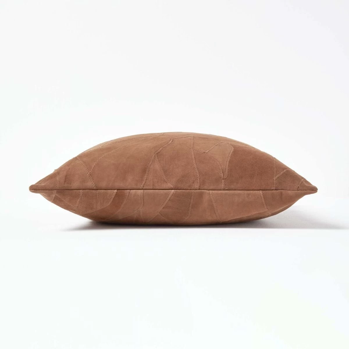 Tan Brown Real Leather Suede Cushion With Feather Filling - Image 2