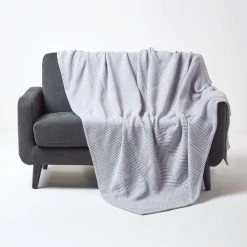 Cotton Halden Chevron Grey Throw