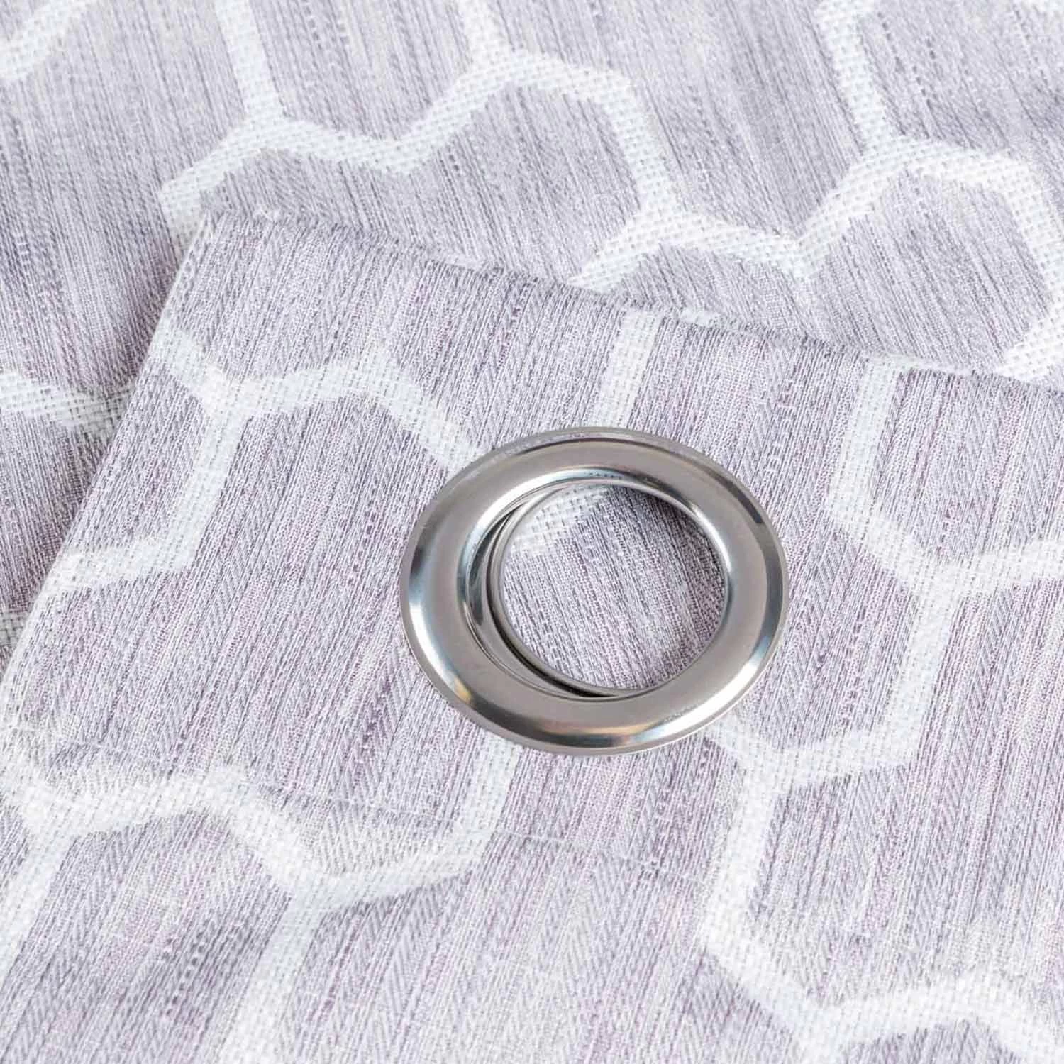 Lilac Geometric Jacquard Blackout Eyelet Curtain Pair - Image 3