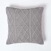 Grey Diamond Cable Knit Cushion Cover, 45 X 45 Cm