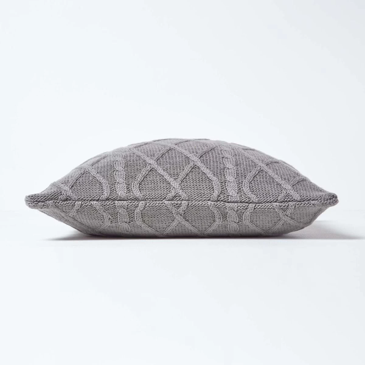 Grey Diamond Cable Knit Cushion Cover, 45 X 45 Cm - Image 2