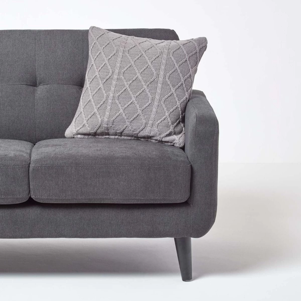 Grey Diamond Cable Knit Cushion Cover, 45 X 45 Cm - Image 4