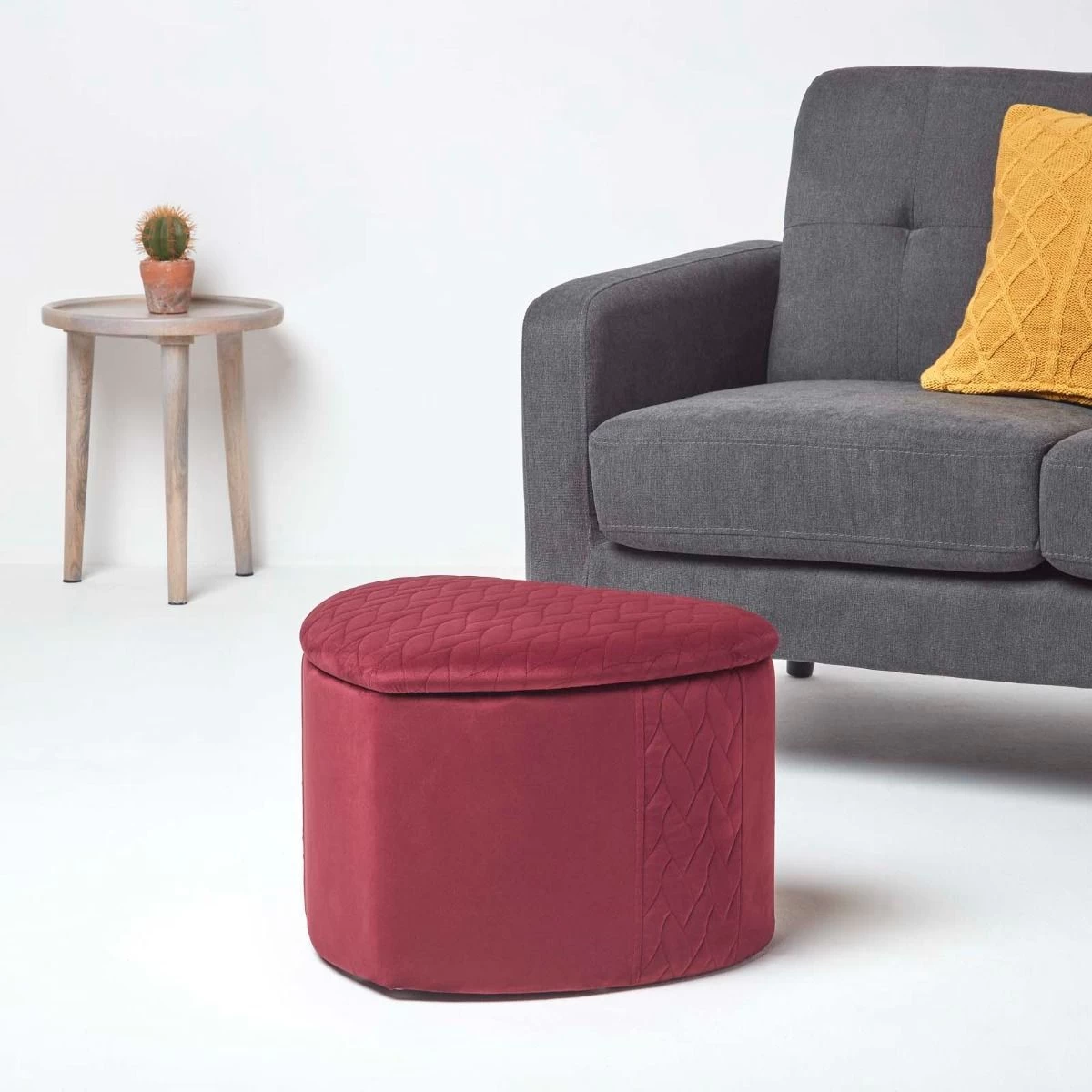 Arundel Heart-Shaped Velvet Footstool With Storage, Red - Image 5