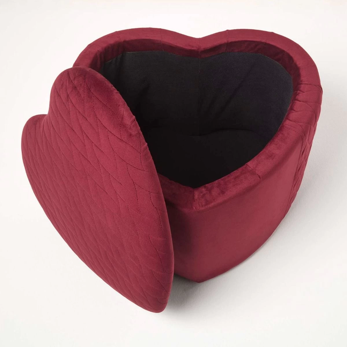 Arundel Heart-Shaped Velvet Footstool With Storage, Red - Image 8