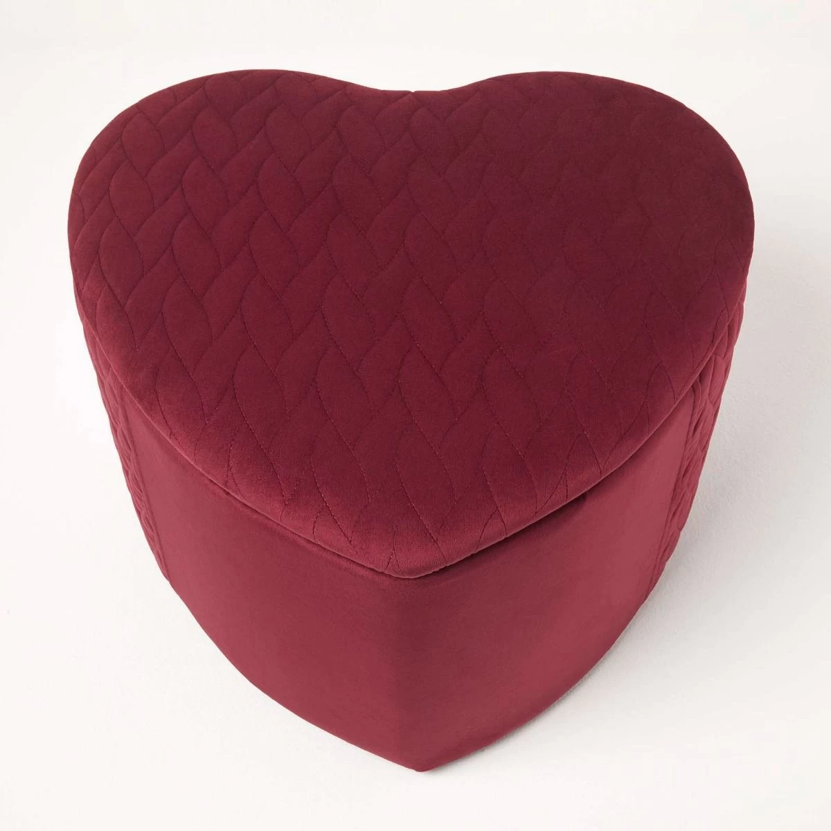 Arundel Heart-Shaped Velvet Footstool With Storage, Red - Image 2