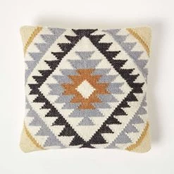 Agra Handwoven Kilim Cushion With Feather Filling, 45 X 45 Cm