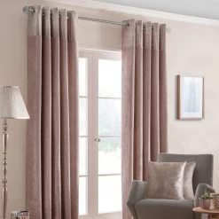 Blush Pink Nova Eyelet Curtain Pair