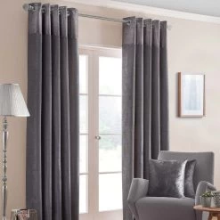 Pewter Grey Nova Eyelet Curtain Pair