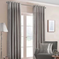 Silver Nova Eyelet Curtain Pair