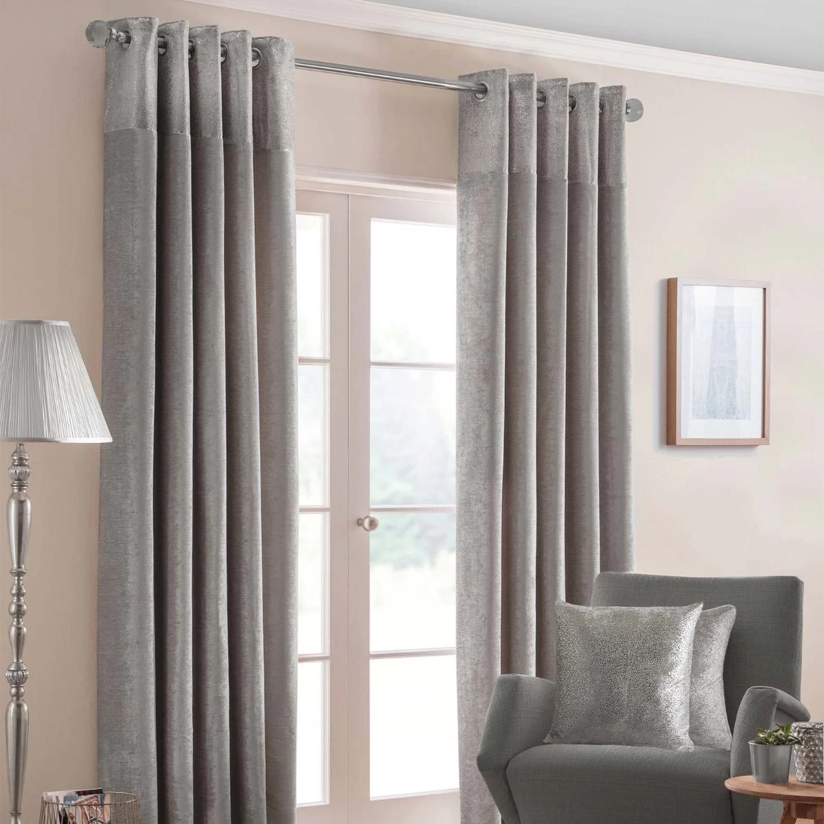 Silver Nova Eyelet Curtain Pair