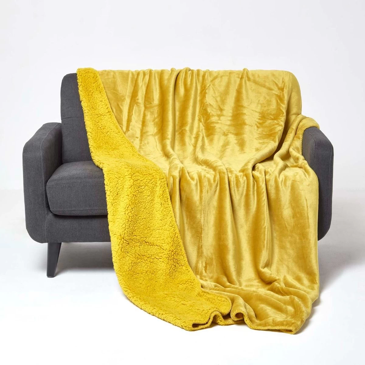 Mustard Soft Velvet Fleece Throw