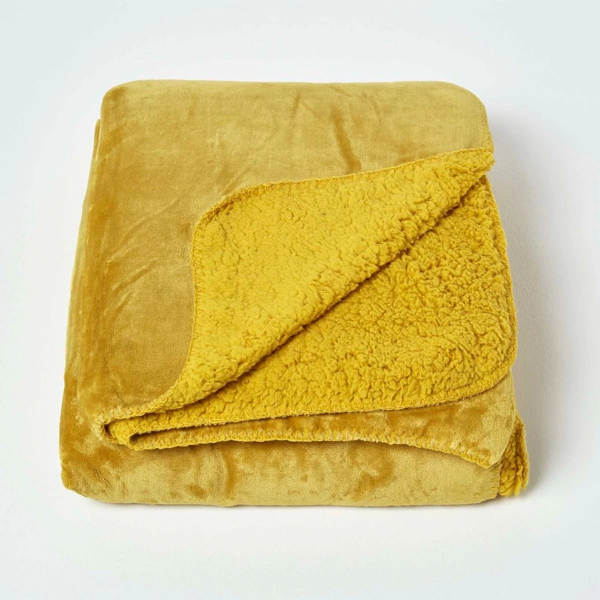 Mustard Soft Velvet Fleece Throw - Image 3
